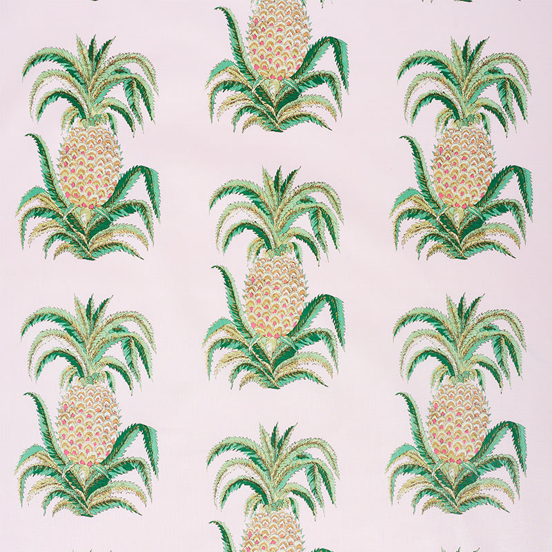 Schumacher Pineapples Chintz Blush Fabric Sample 178802