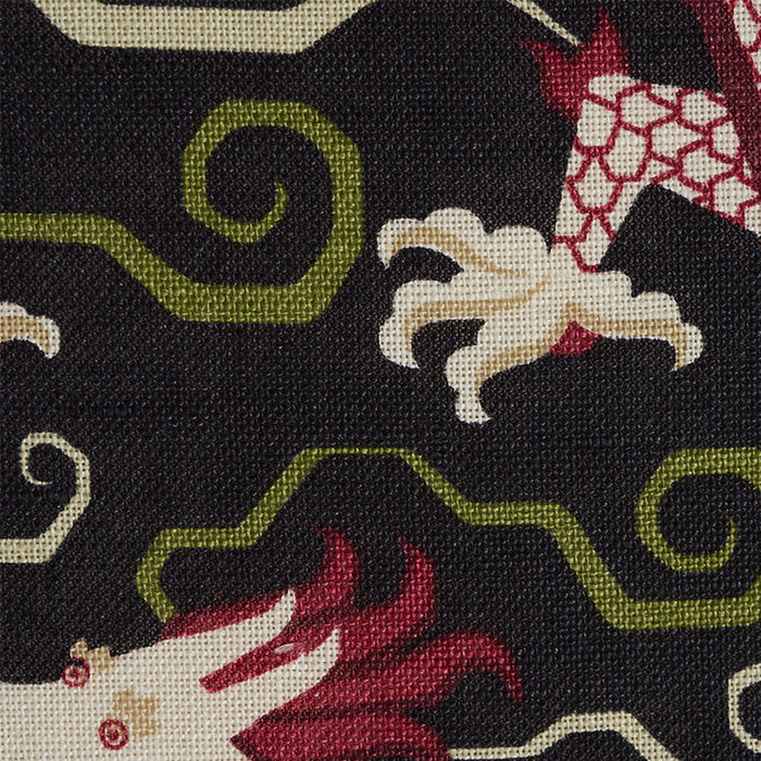 Schumacher Bixi Dragon Black Fabric Sample 179001