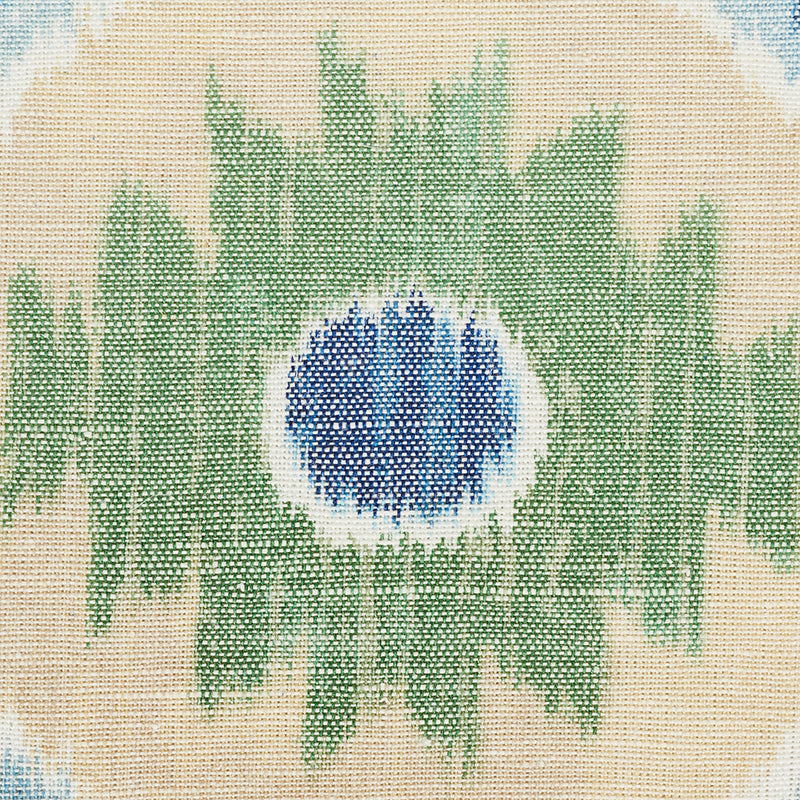 Schumacher Elizia Ikat Green & Blue Fabric Sample 179051