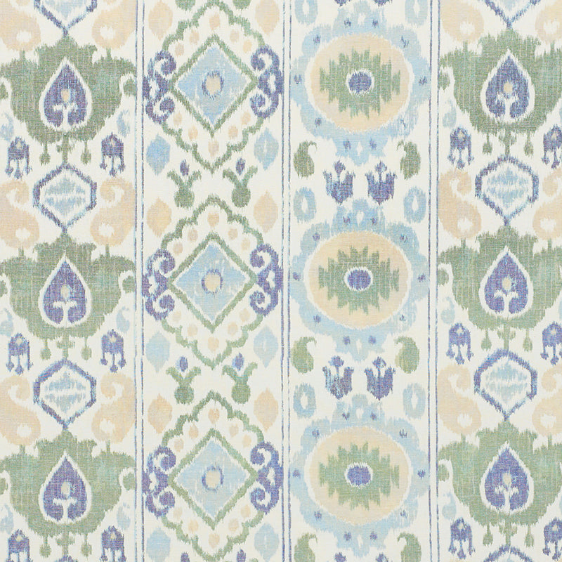 Schumacher Elizia Ikat Green & Blue Fabric Sample 179051