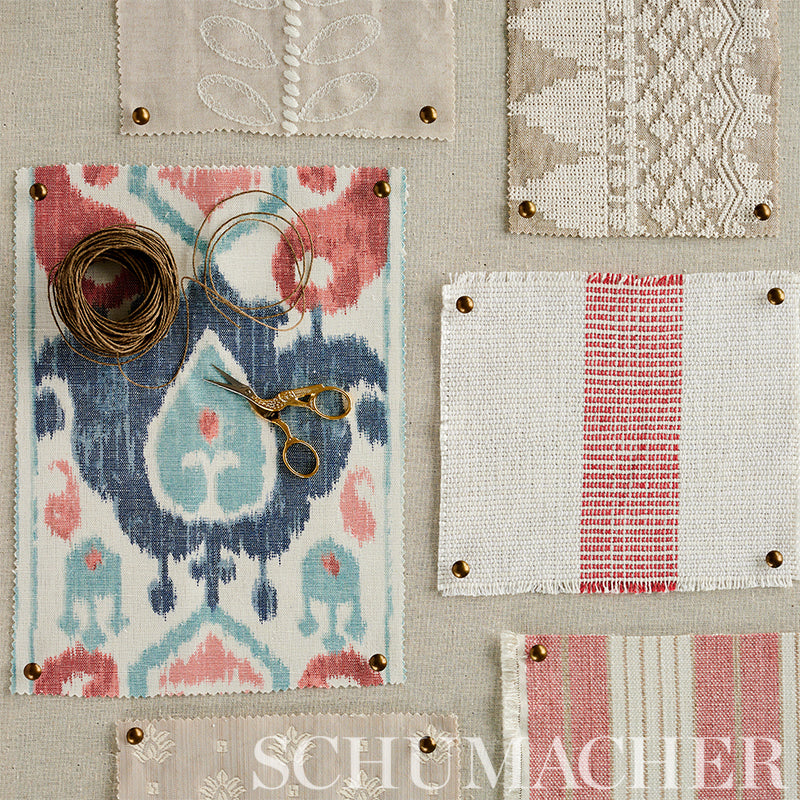 Schumacher Elizia Ikat Rose & Indigo Fabric 179052