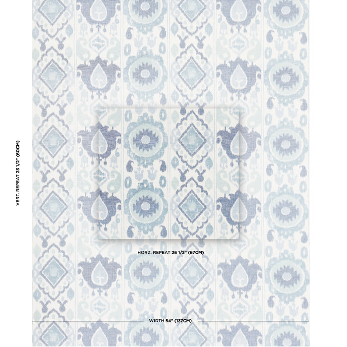 Schumacher Elizia Ikat Mineral And Indigo Fabric Sample 179053