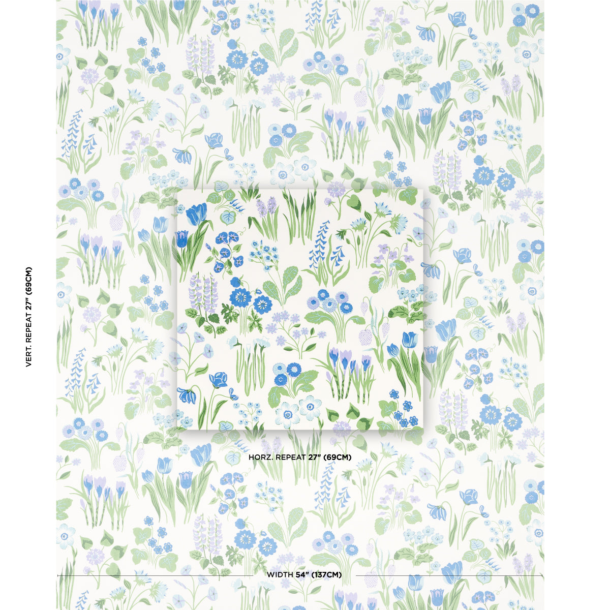 Schumacher Carly Blue Bell Fabric Sample 179082