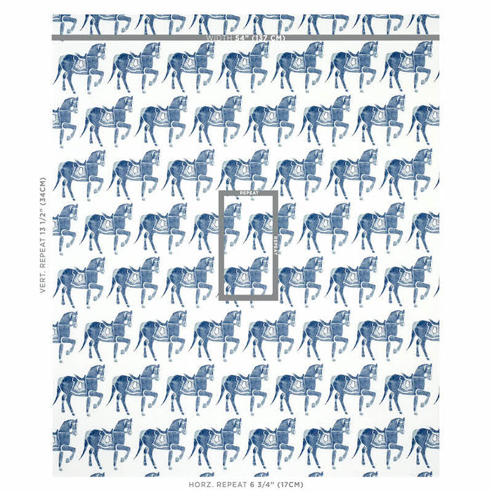 Schumacher Marwari Horse Navy Fabric 179130