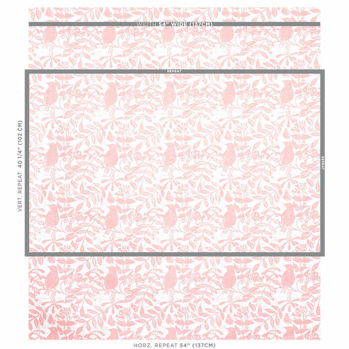 Schumacher Bird & Bee Pink Fabric 179210