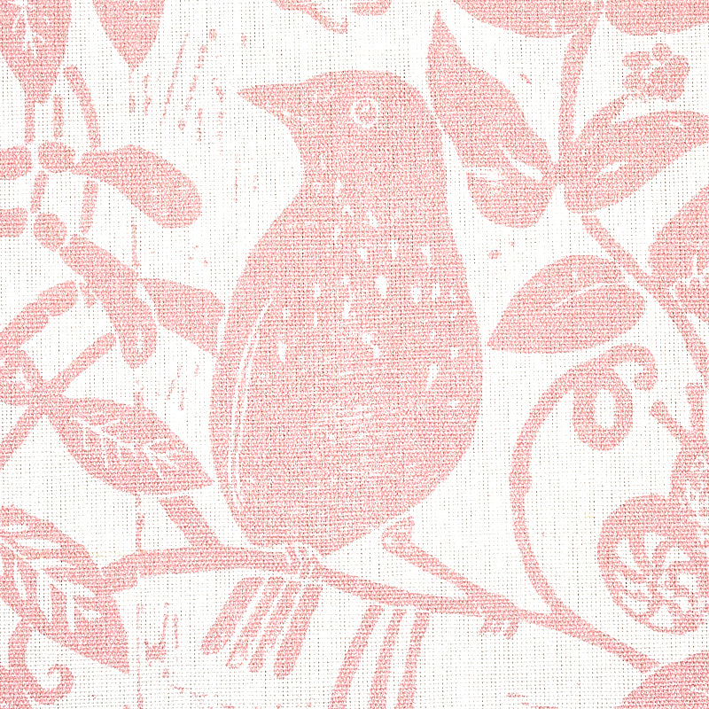 Schumacher Bird & Bee Pink Fabric Sample 179210