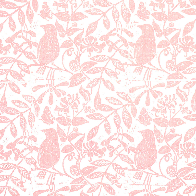 Schumacher Bird & Bee Pink Fabric 179210