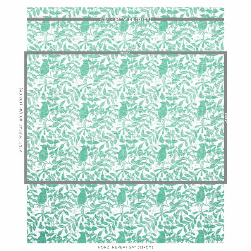 Schumacher Bird & Bee Sea Glass Fabric 179211