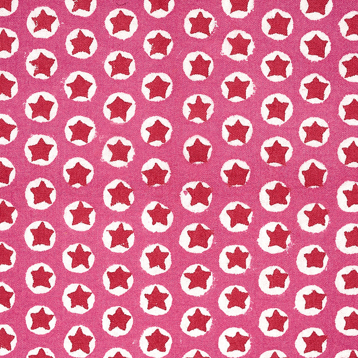 Schumacher Tuk Tuk Hand Block Print Pink Fabric Sample 179220