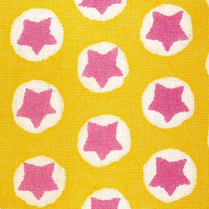 Schumacher Tuk Tuk Hand Block Print Yellow Fabric Sample 179221