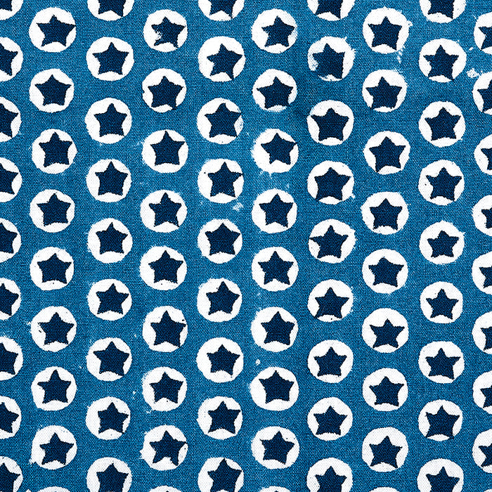 Schumacher Tuk Tuk Hand Block Print Blue Fabric Sample 179222