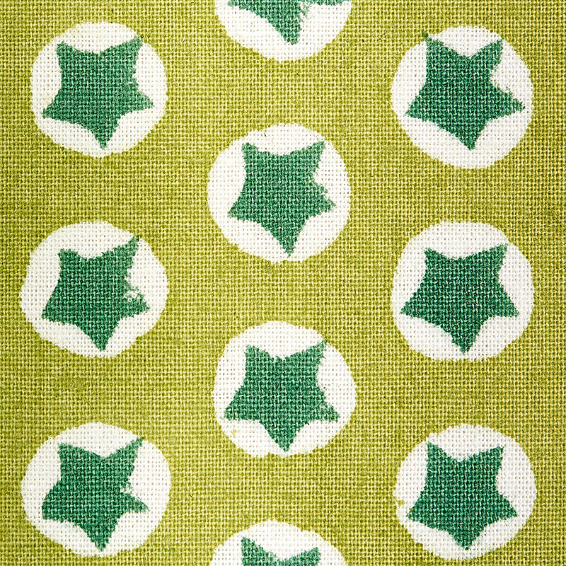 Schumacher Tuk Tuk Hand Block Print Green Fabric Sample 179223