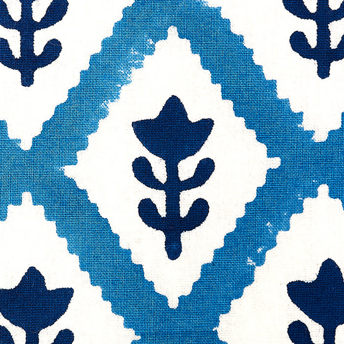 Schumacher Buti Hand Block Print Blue Fabric 179230