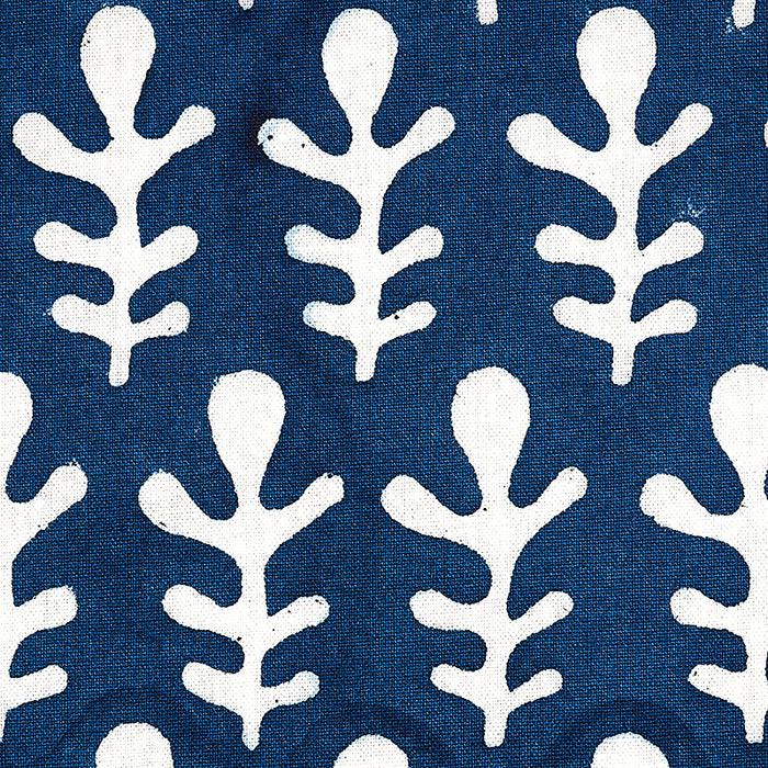 Schumacher Bagru Hand Block Print Dark Blue Fabric Sample 179241