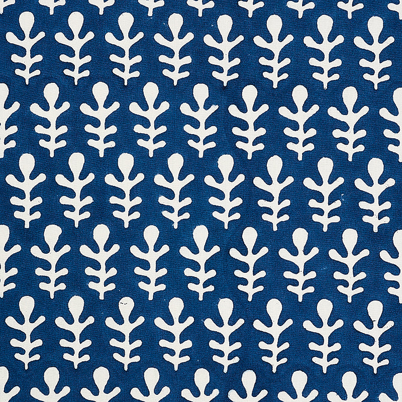 Schumacher Bagru Hand Block Print Dark Blue Fabric 179241