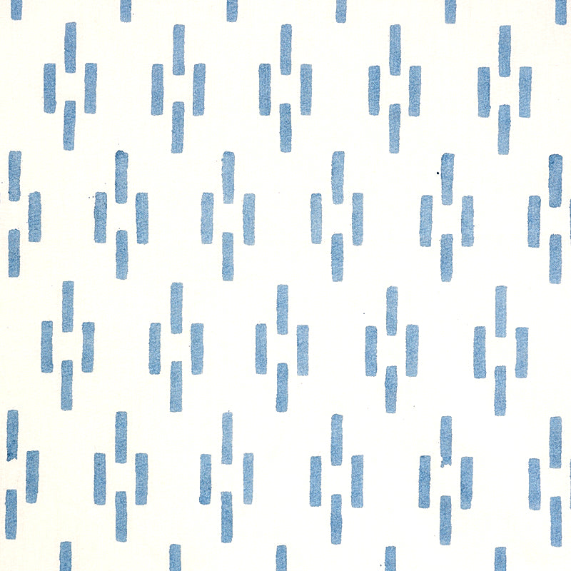 Schumacher Dash Hand Block Print Blue Fabric 179251