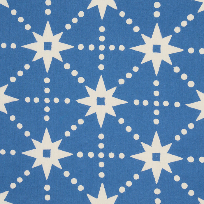 Schumacher Stars Hand Block Print Blue Fabric Sample 179260