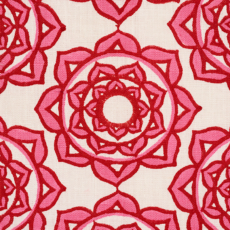 Schumacher Rose Hand Block Print Pink Fabric 179291