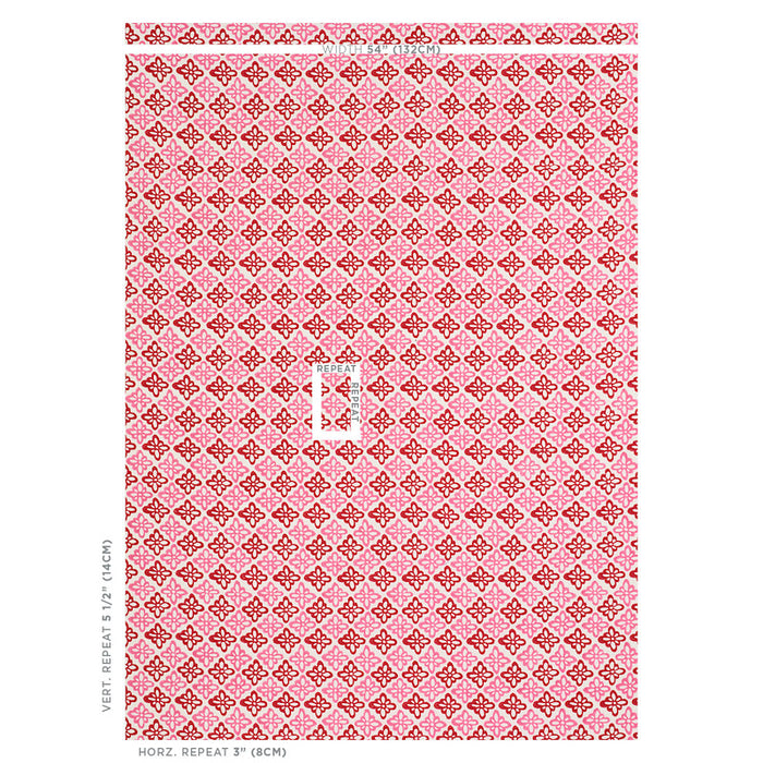 Schumacher Pattee Hand Block Print Pink Fabric 179300