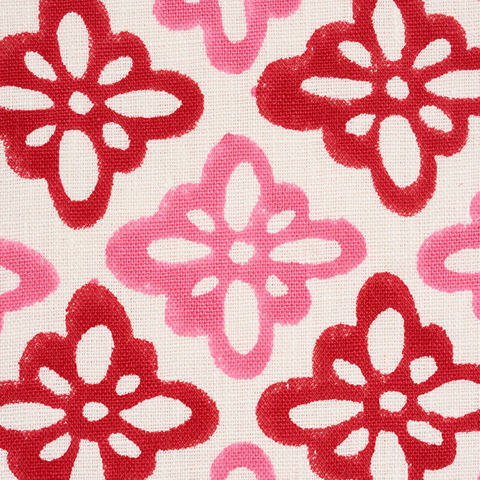 Schumacher Pattee Hand Block Print Pink Fabric 179300