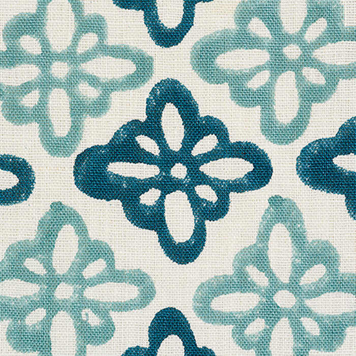 Schumacher Pattee Hand Block Print Blue Fabric 179301