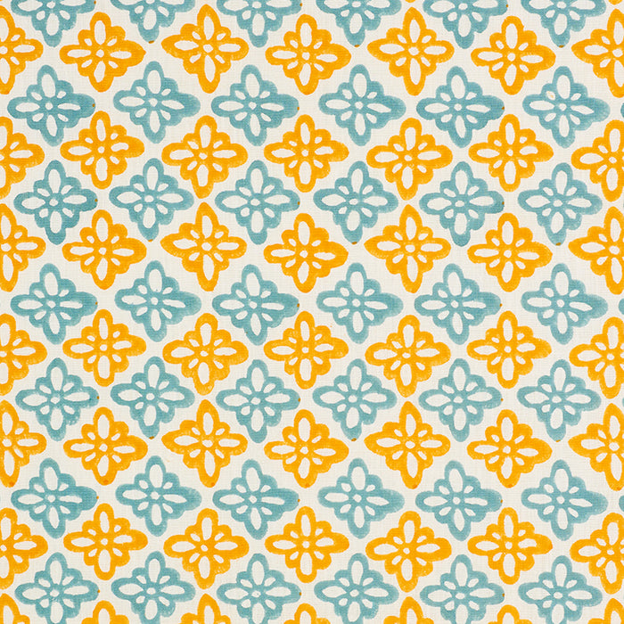 Schumacher Pattee Hand Block Print Turmeric Fabric 179303