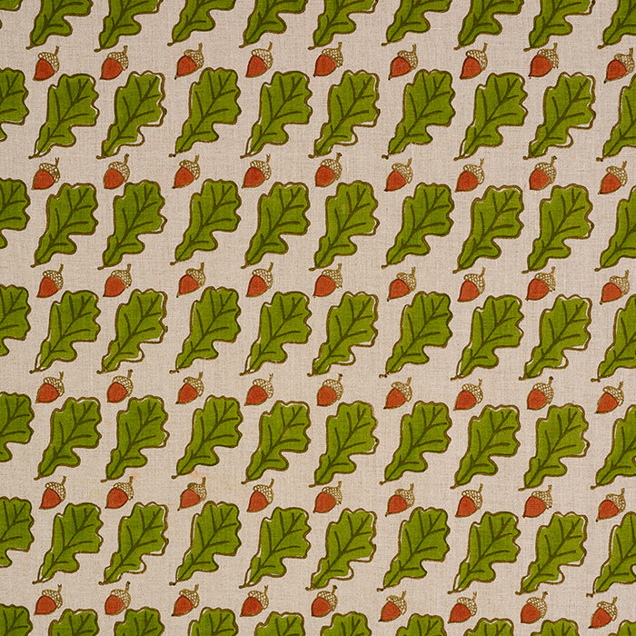 Schumacher Oak Hand Block Print Green Fabric 179310