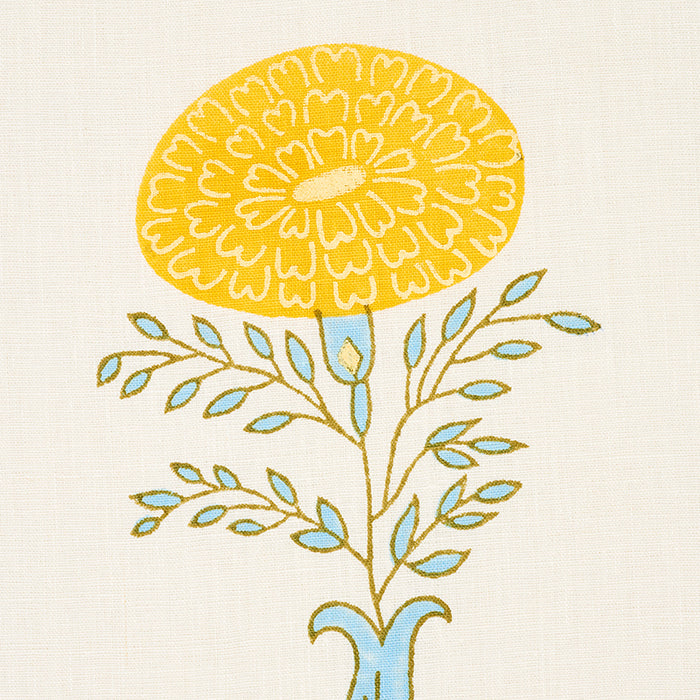 Schumacher Marigold Hand Block Print Yellow Fabric 179320