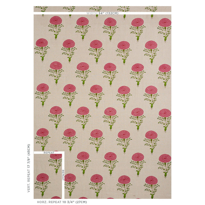 Schumacher Marigold Hand Block Print Pink Fabric 179321