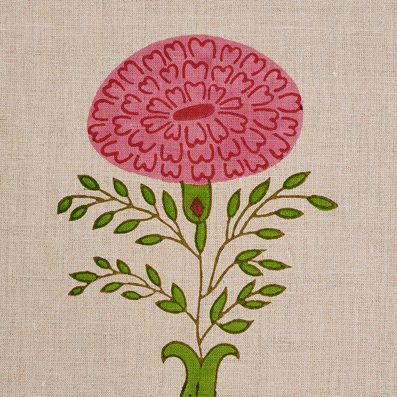 Schumacher Marigold Hand Block Print Pink Fabric 179321