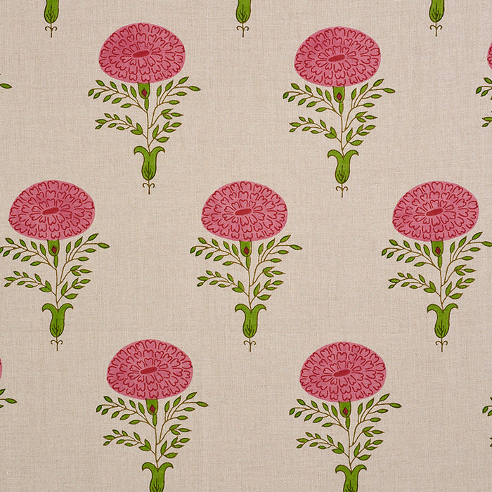 Schumacher Marigold Hand Block Print Pink Fabric 179321