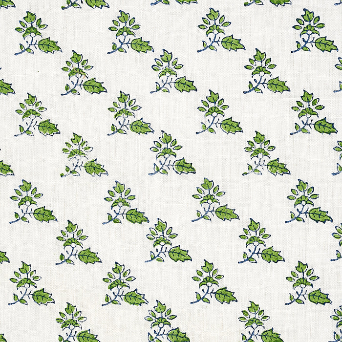 Schumacher Torbay Hand Blocked Print Green Fabric Sample 179330