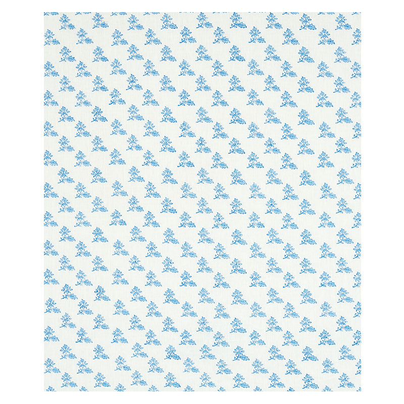 Schumacher Torbay Hand Blocked Print Blue Fabric Sample 179331