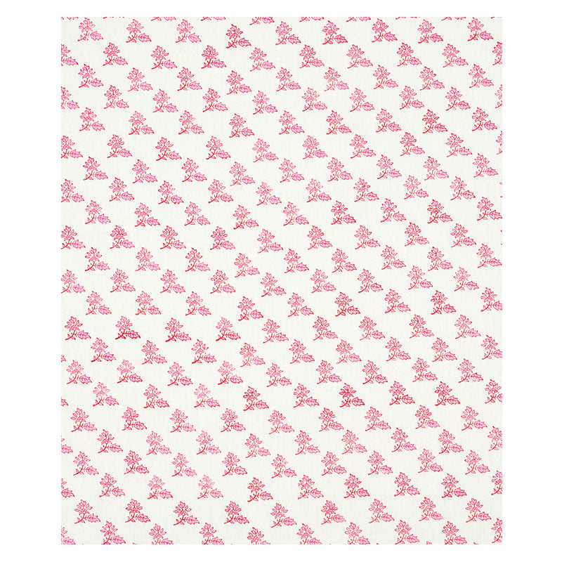 Schumacher Torbay Hand Blocked Print Pink Fabric Sample 179332