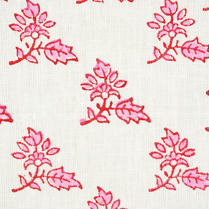 Schumacher Torbay Hand Blocked Print Pink Fabric 179332