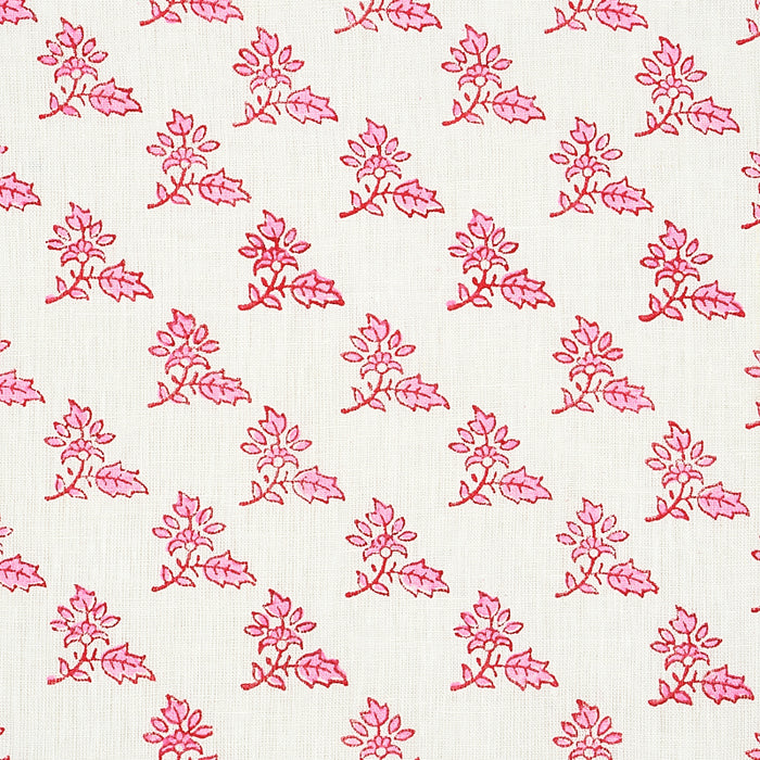 Schumacher Torbay Hand Blocked Print Pink Fabric 179332