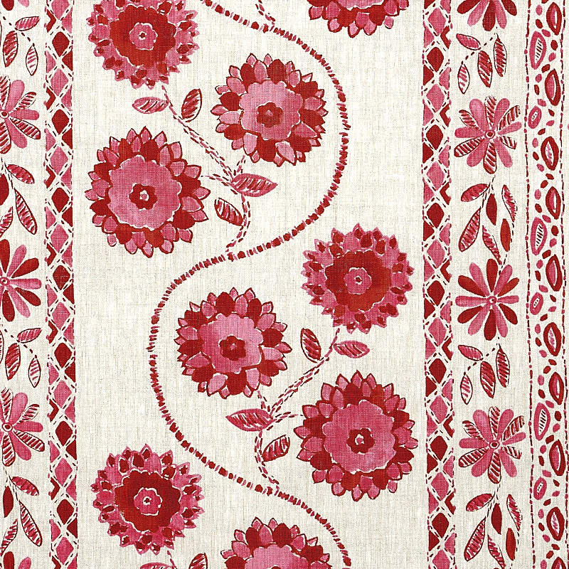 Schumacher Zinnia Handmade Print Pink Fabric 179341