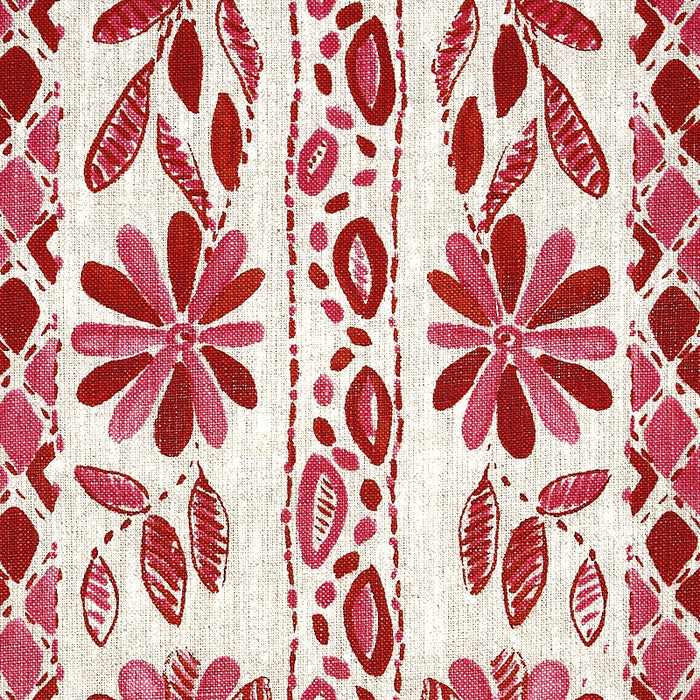 Schumacher Zinnia Handmade Print Pink Fabric Sample 179341