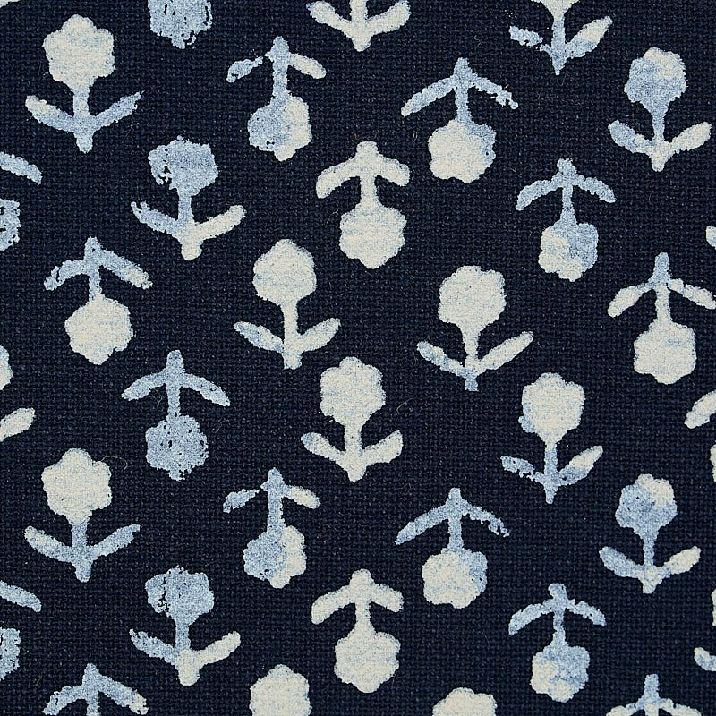 Schumacher Beatriz Handprint Indigo Fabric Sample 179351