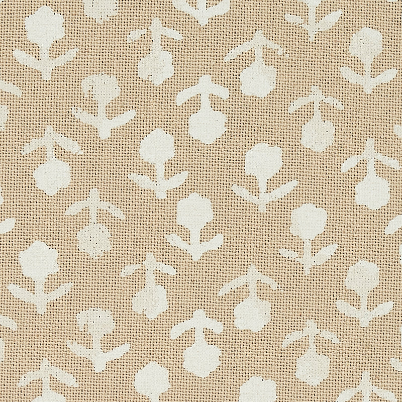 Schumacher Beatriz Handprint Natural Fabric Sample 179352