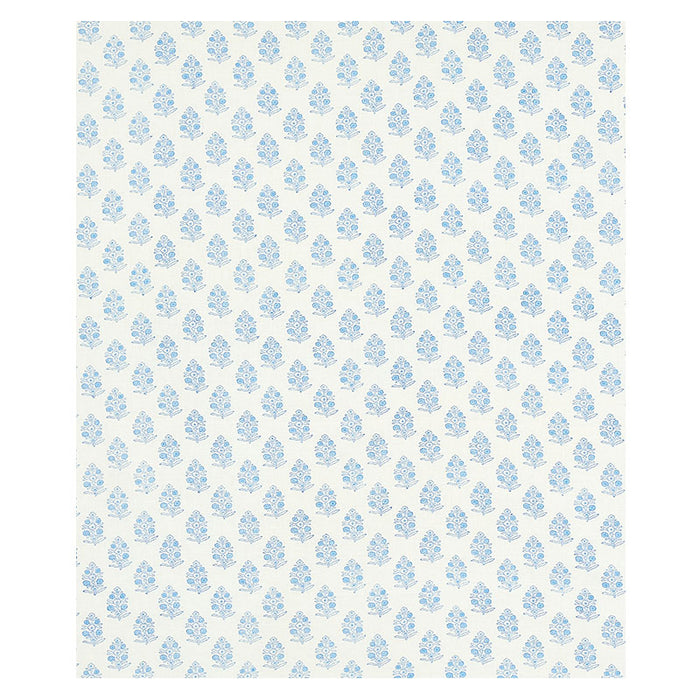 Schumacher Aditi Hand Blocked Print Blue Fabric Sample 179360