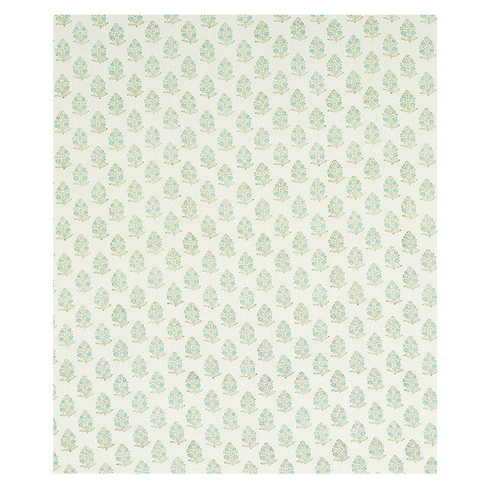 Schumacher Aditi Hand Blocked Print Green Fabric Sample 179361