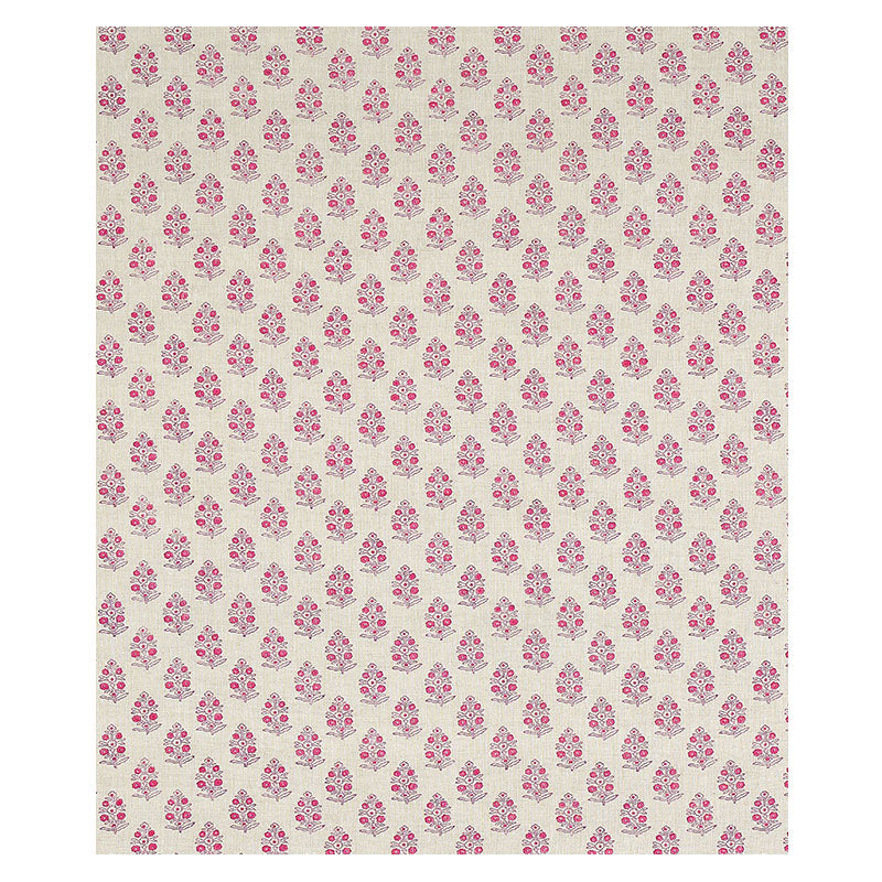 Schumacher Aditi Hand Blocked Print Pink Fabric 179362