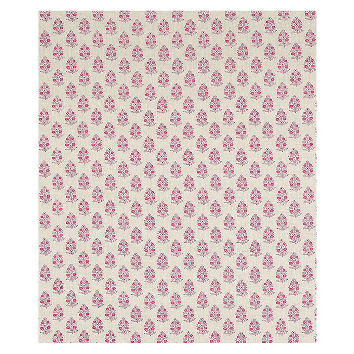 Schumacher Aditi Hand Blocked Print Pink Fabric Sample 179362