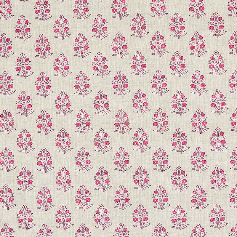 Schumacher Aditi Hand Blocked Print Pink Fabric 179362