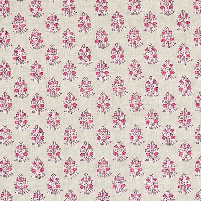 Schumacher Aditi Hand Blocked Print Pink Fabric Sample 179362