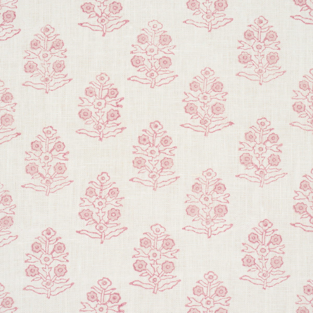 Schumacher Aditi Hand Blocked Print Blush Fabric Sample 179365