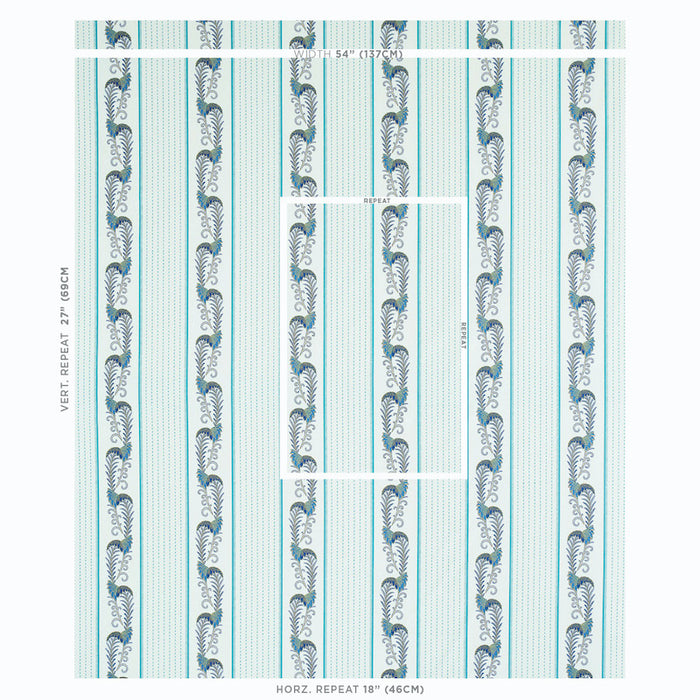 Schumacher Aleksy Stripe Teal Fabric Sample 179381