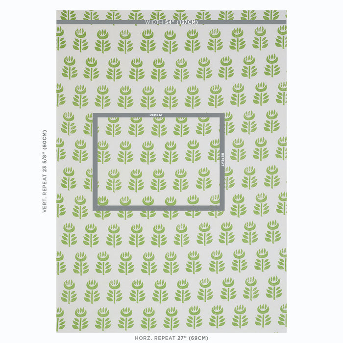 Schumacher Rosenborg Hand Print Green Fabric Sample 179400