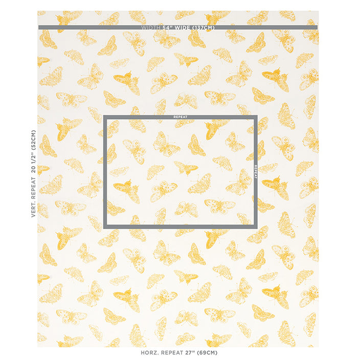 Schumacher Burnell Butterfly Yellow Fabric Sample 179431